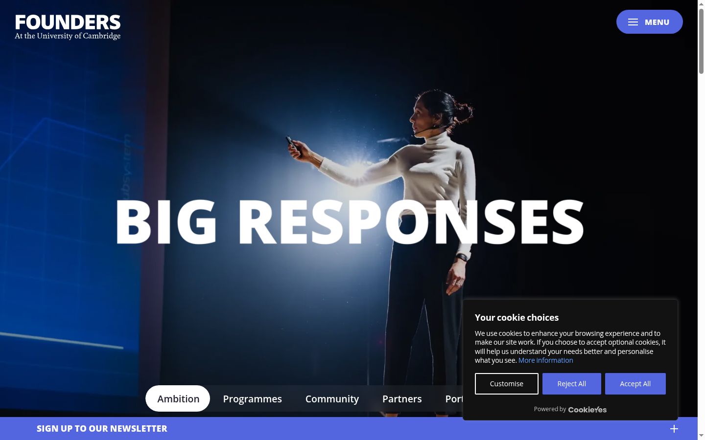 Screenshot del banner di consenso mostrato prima di qualsiasi interazione
