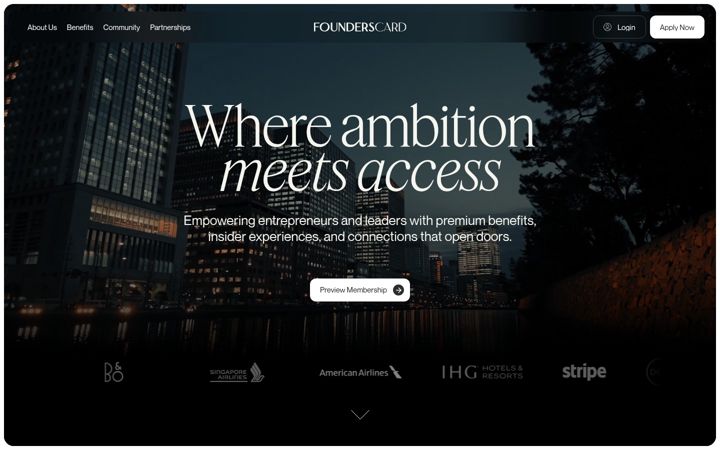 Screenshot of founderscard.com