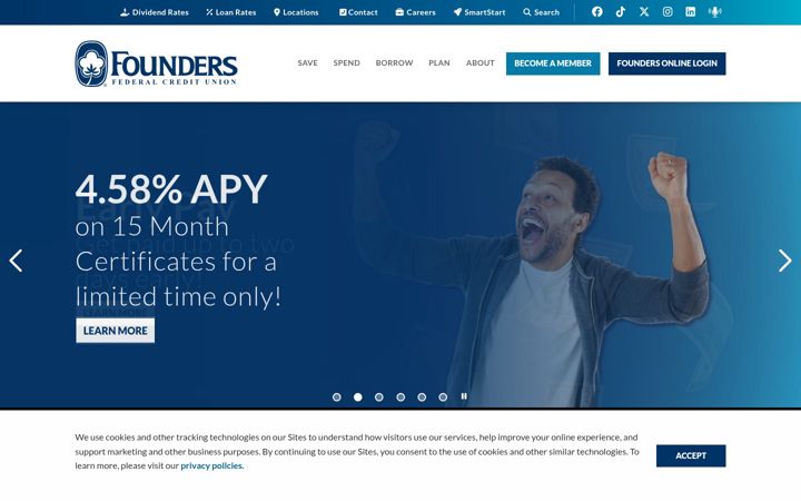 Screenshot of foundersfcu.com