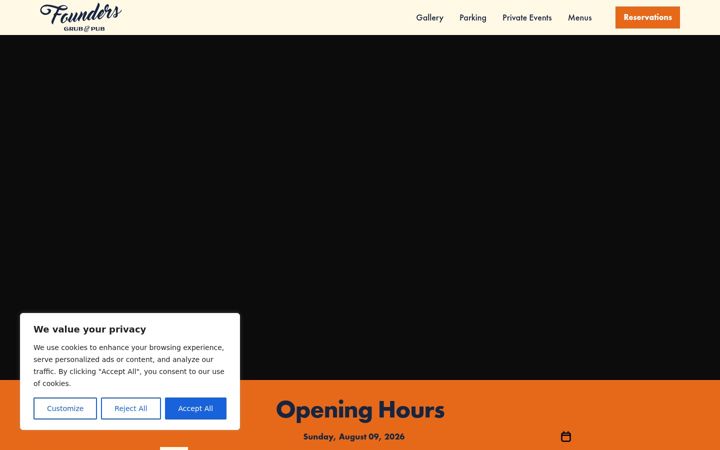 Screenshot of foundersgrubandpub.com