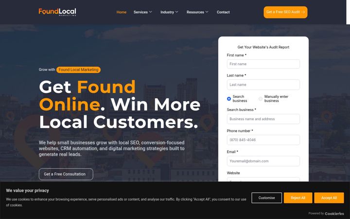 Screenshot of foundlocalmarketing.com