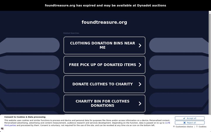 Screenshot of foundtreasure.org