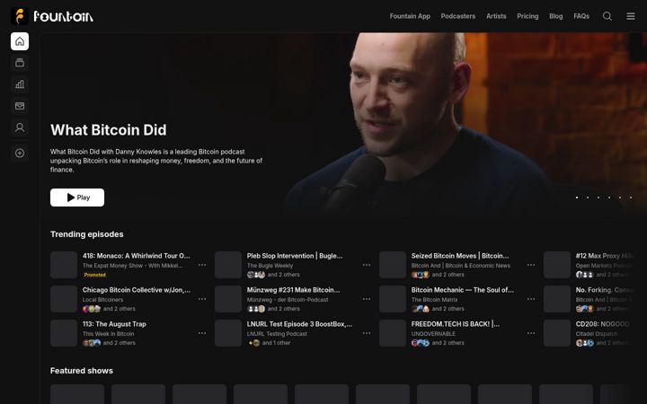Screenshot of fountain.fm