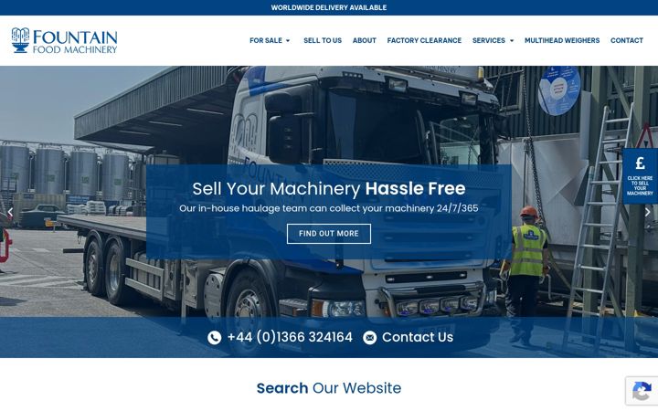 Screenshot of fountainfoodmachinery.co.uk