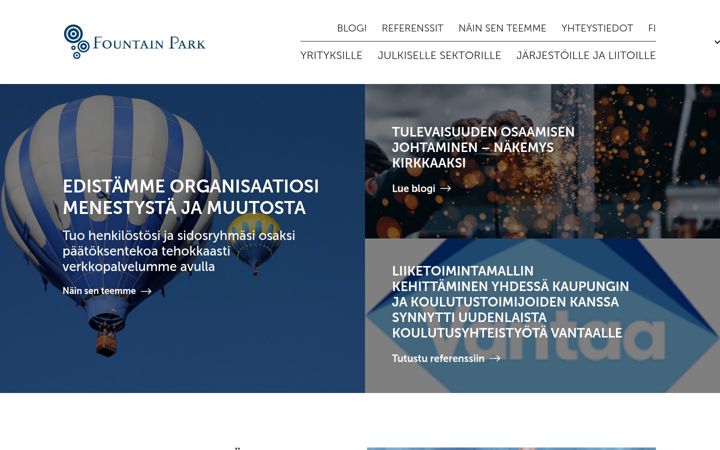 Kuvakaappaus sivustosta fountainpark.fi