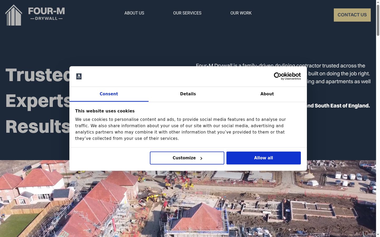 Screenshot del banner di consenso mostrato prima di qualsiasi interazione