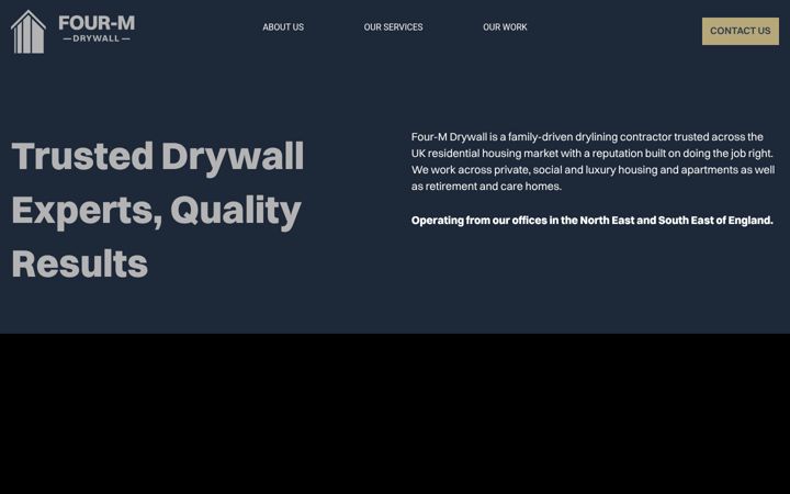 Screenshot of four-m-drywall.co.uk