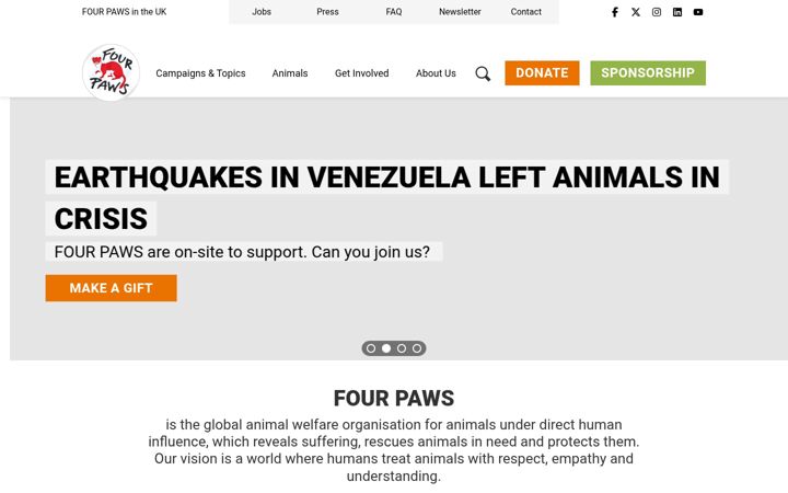 Screenshot ta' four-paws.org.uk