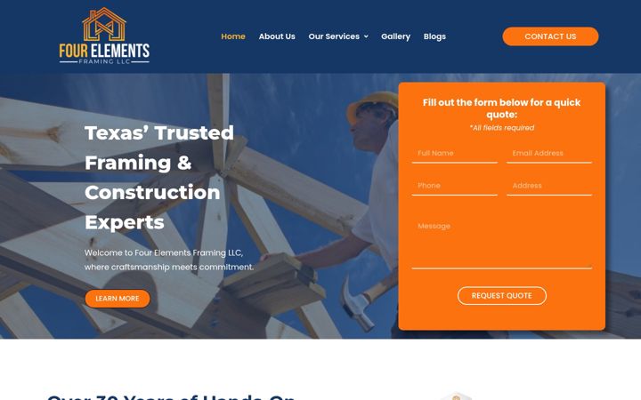 Screenshot of fourelementsframing.com