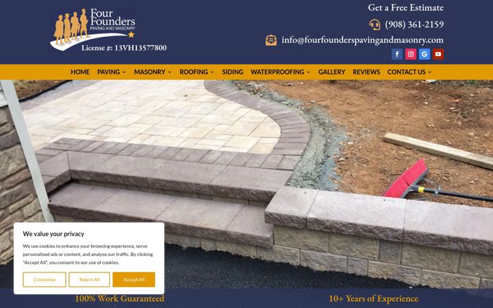 Screenshot of fourfounderspavingandmasonry.com