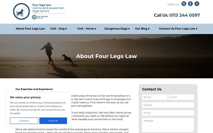 Screenshot of fourlegslaw.co.uk