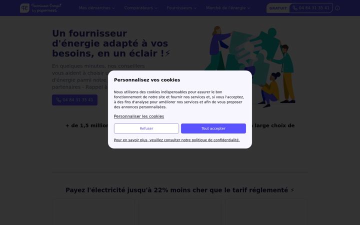 Screenshot stránky fournisseur-energie.com