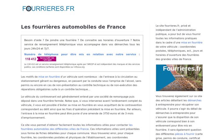 Screenshot of fourrieres.fr