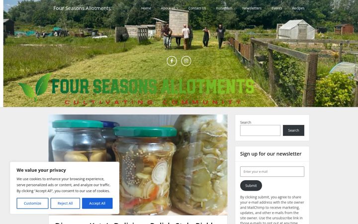 Screenshot of fourseasonsallotments.co.uk