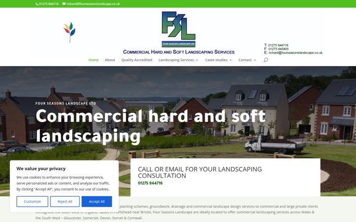 Screenshot of fourseasonslandscape.co.uk