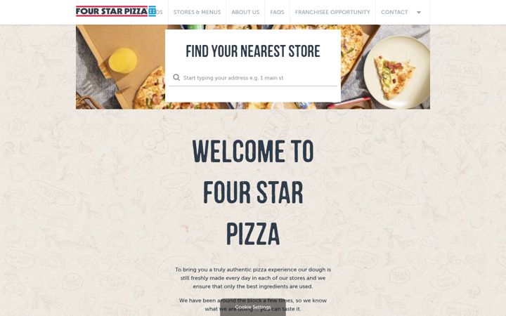 Screenshot of fourstarpizza.co.uk