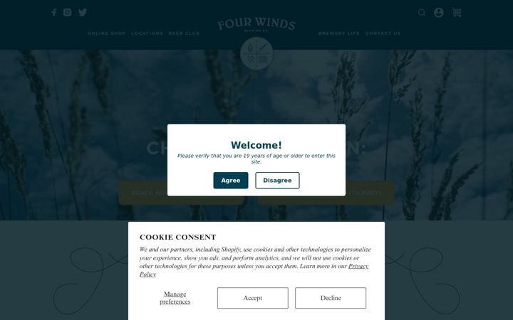 Screenshot di fourwindsbrewing.ca