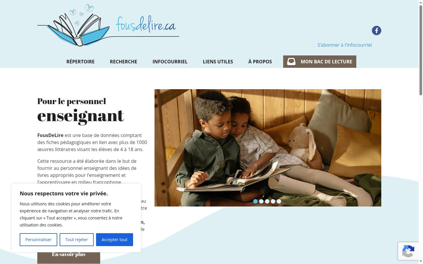 Capture d'écran de la bannière de consentement affichée avant toute interaction