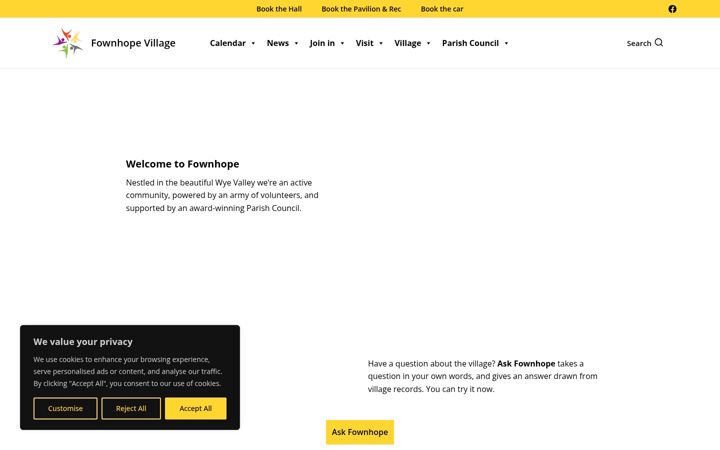 Screenshot of fownhopeparishcouncil.gov.uk