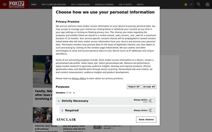 Screenshot of fox17.com