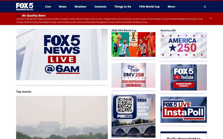 Snímek obrazovky fox5dc.com