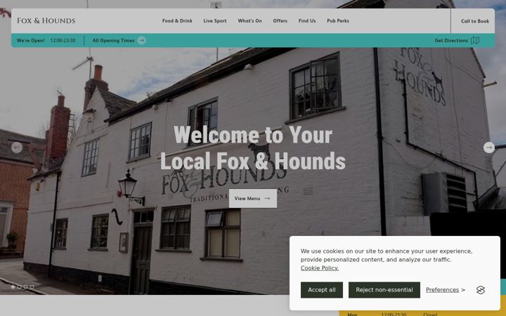 Ekrano kopija foxandhoundsshenstone.co.uk