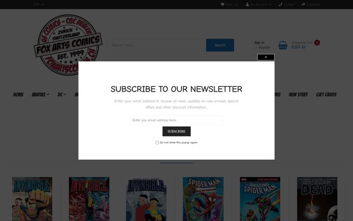Screenshot of foxartscomics.ch