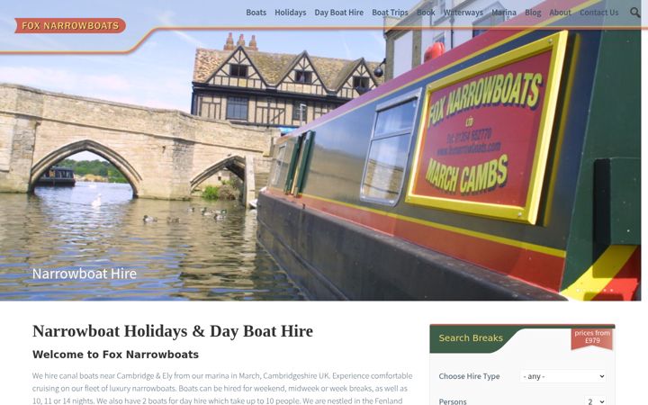 Snímek obrazovky foxboats.co.uk