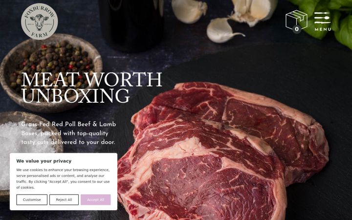 Screenshot of foxburrowfarmshop.co.uk
