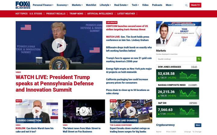 Screenshot ta' foxbusiness.com