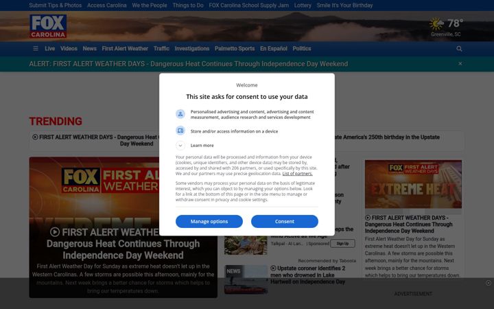Skjermbilde av foxcarolina.com
