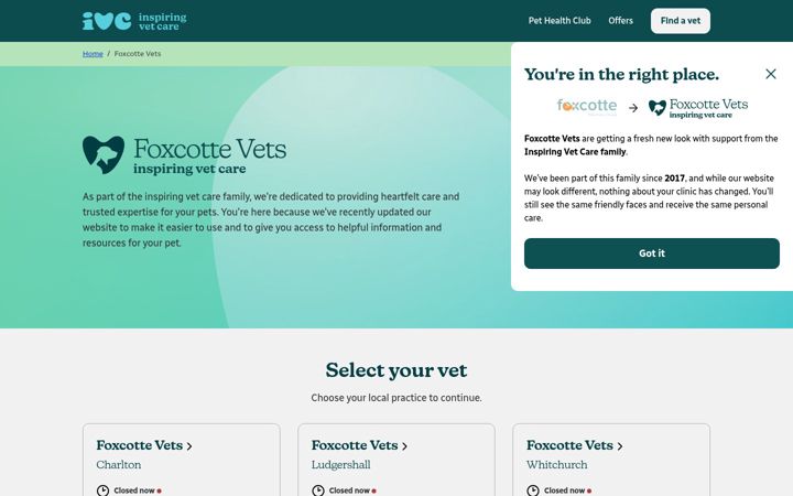 Screenshot of foxcotte.co.uk