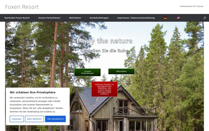 Skärmbild av foxenresort.de