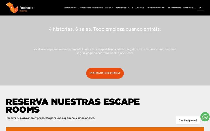 Screenshot stránky foxinaboxmadrid.com