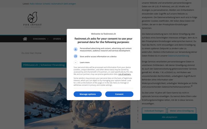 Screenshot of foxinvest.ch