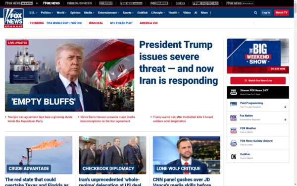 Screenshot of foxnews.com