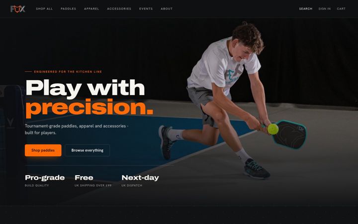 Screenshot of foxpickleball.co.uk