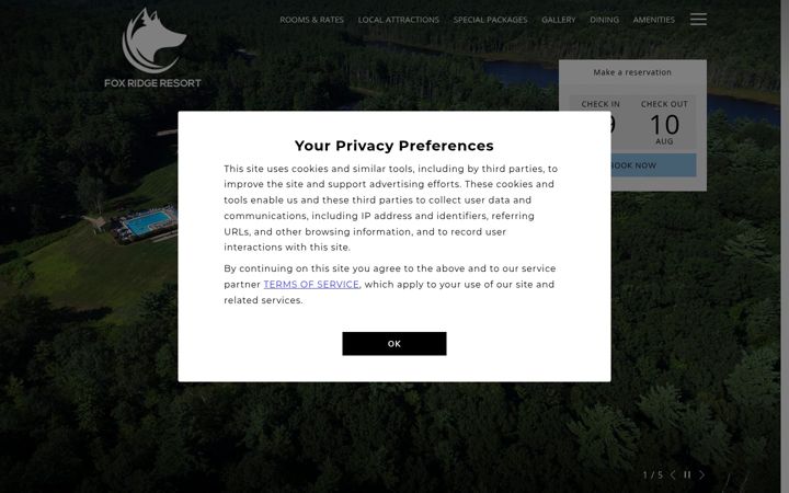 Screenshot of foxridgeresort.com