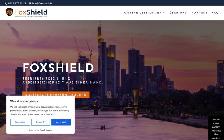 Screenshot stránky foxshield.de