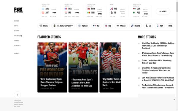 Screenshot of foxsports.com