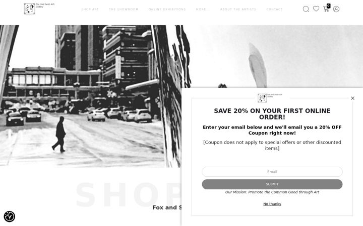 Screenshot of foxswanartsgallery.com