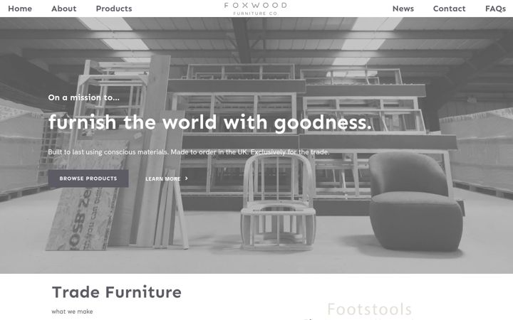 Ekrānuzņēmums no foxwoodfurnitureco.uk