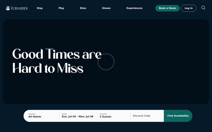 Screenshot of foxwoods.com