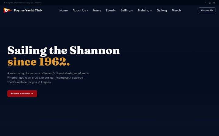Screenshot of foynesyachtclub.com