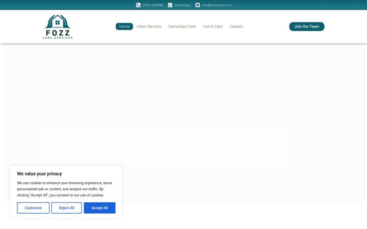 Screenshot of fozzcare.co.uk