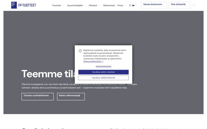 Screenshot of fp-tuotteet.fi