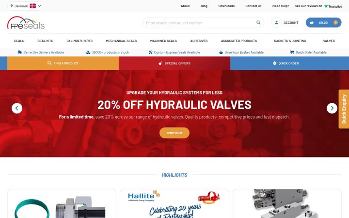 Screenshot of fpeseals.com