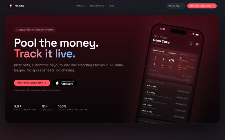 Screenshot of fplprize.app