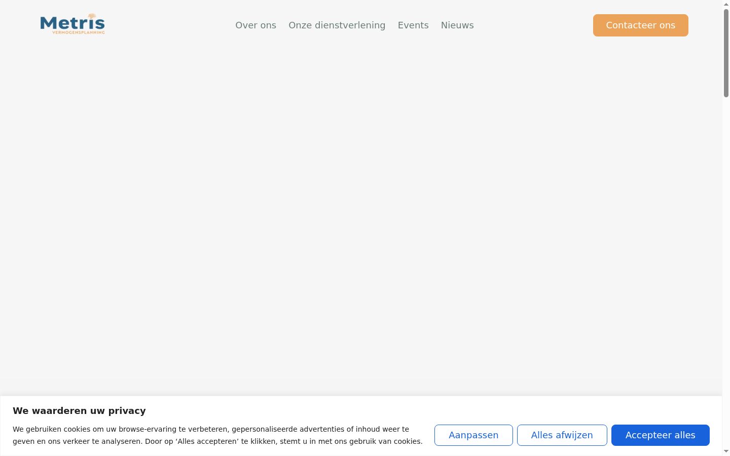 Screenshot van de toestemmingsbanner zoals getoond vóór enige interactie