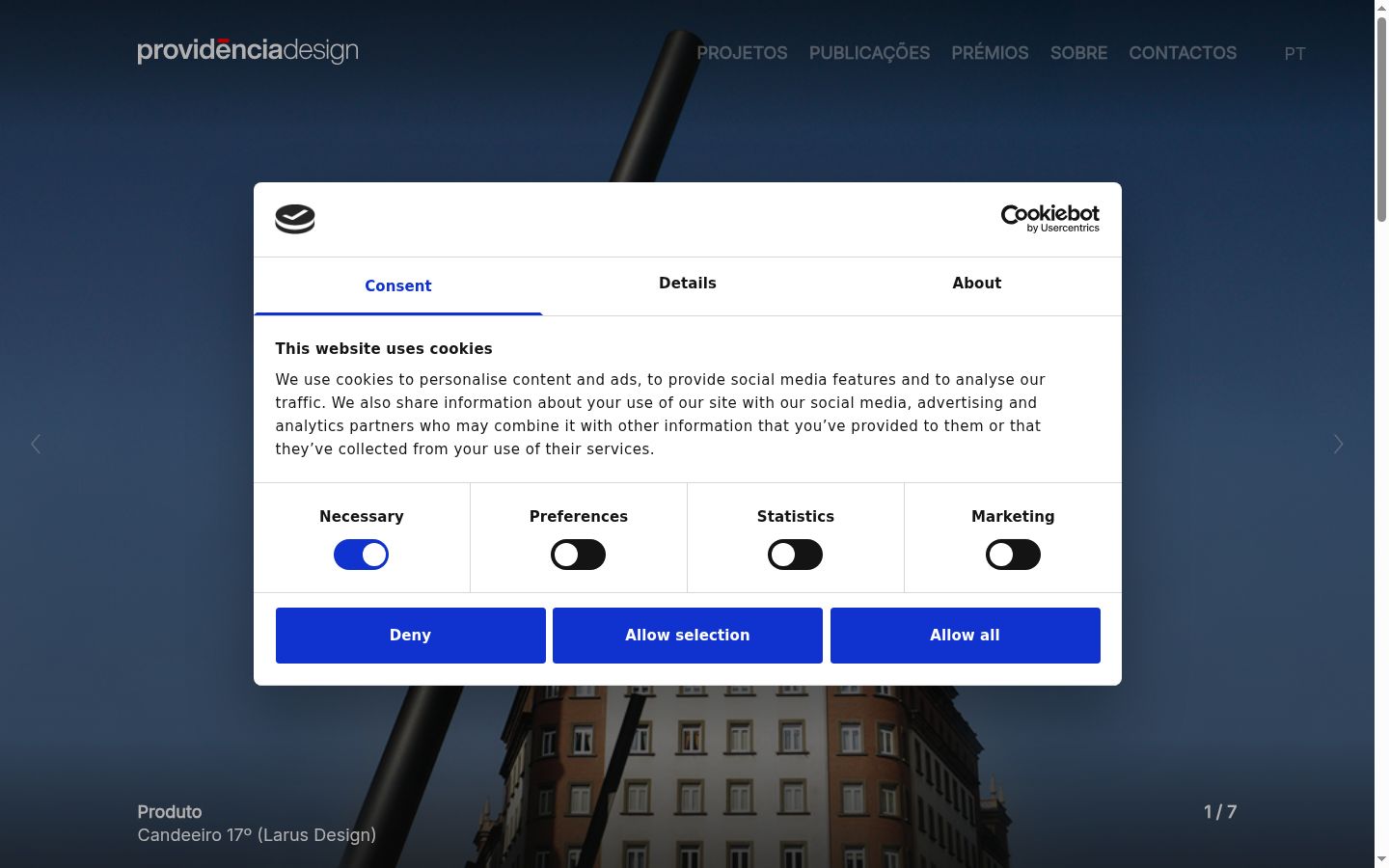 Screenshot of the consent banner shown before any interaction
